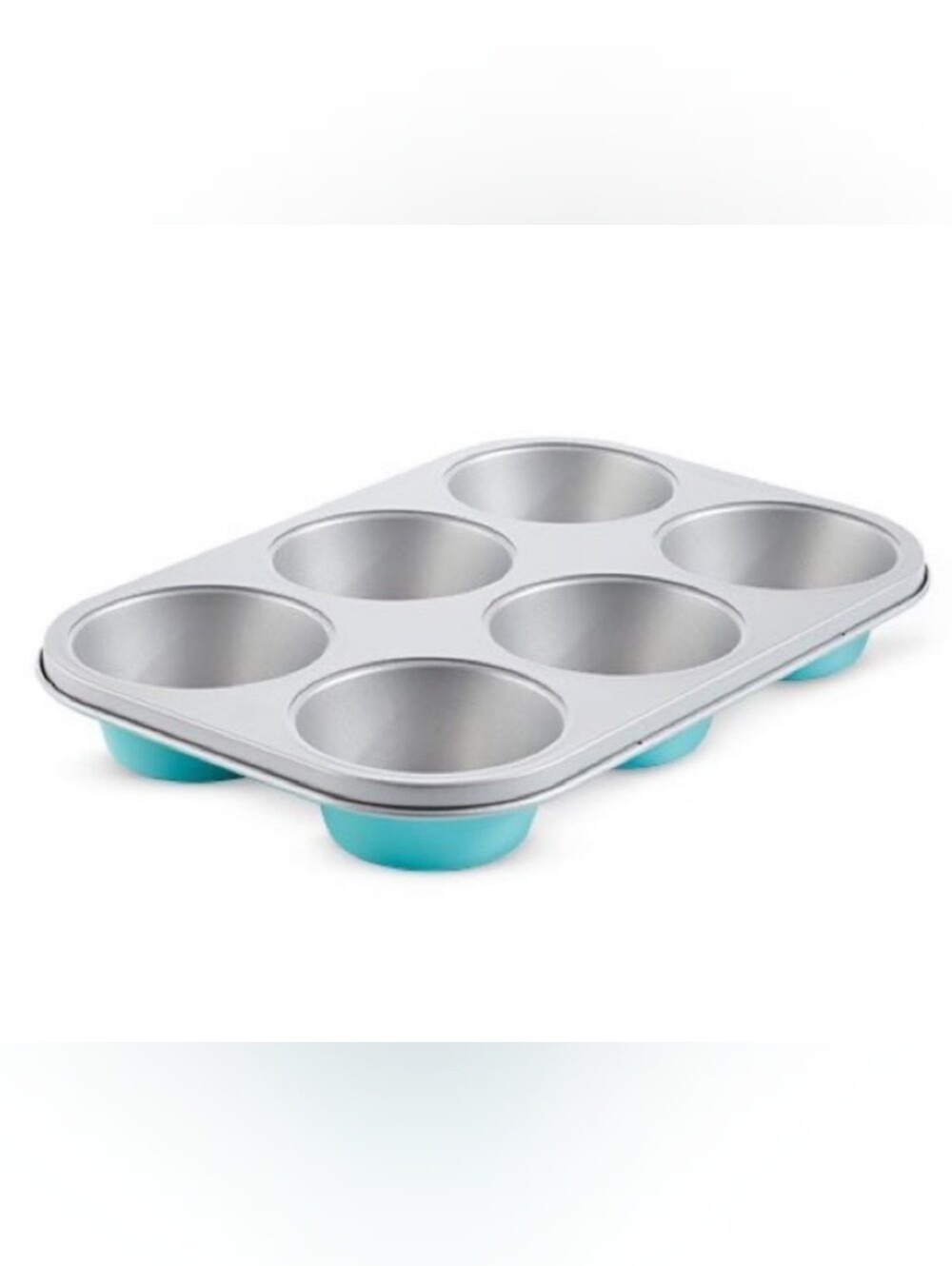 Pampered Chef Muffin Baking Pan For Large Muffins. Like New. Teal On The Bottom